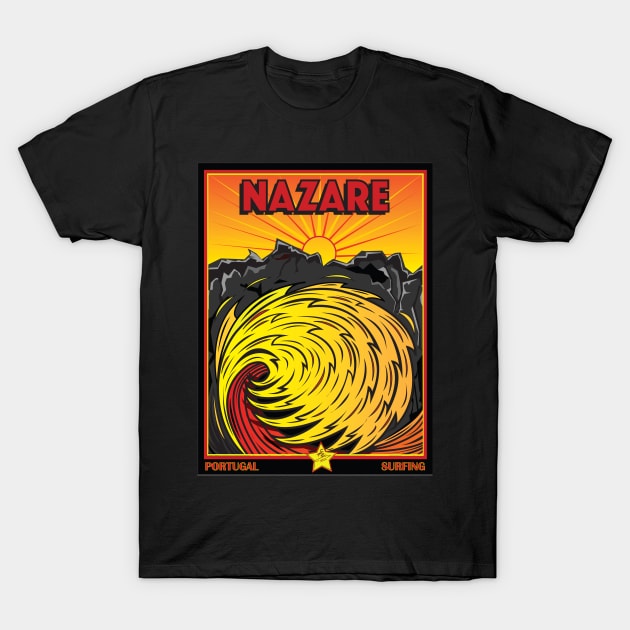 SURFING NAZARE PORTUGAL T-Shirt by Larry Butterworth